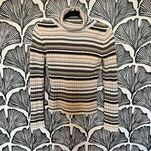 Y2K Striped Turtle Neck Sweater